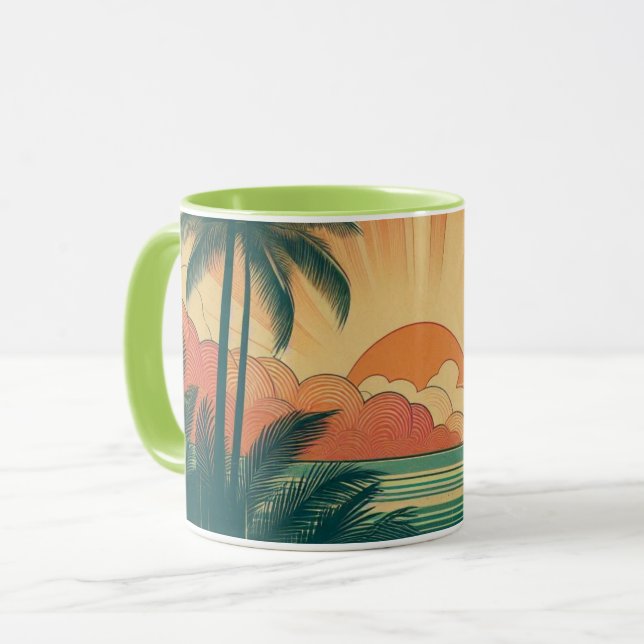 Retro/vintage tropical/Hawaiian sunset  Mug (Front Left)