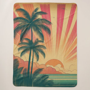 Retro/vintage tropical/Hawaiian sunset Sherpa Blanket
