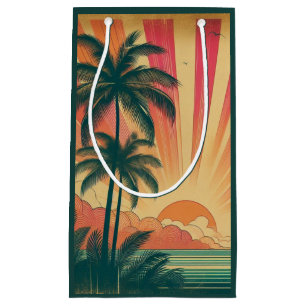 Retro/vintage tropical/Hawaiian sunset Small Gift Bag