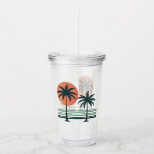Retro/vintage tropical palms tree acrylic tumbler