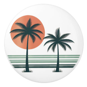 Retro/vintage tropical palms tree ceramic knob