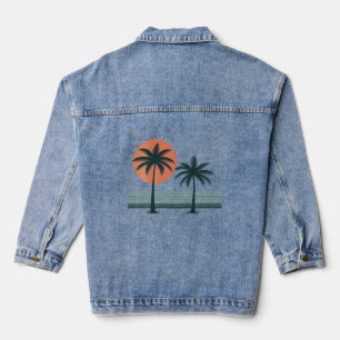 Retro/vintage tropical palms tree denim jacket
