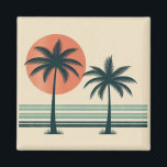 Retro/vintage tropical palms tree magnet<br><div class="desc">.</div>