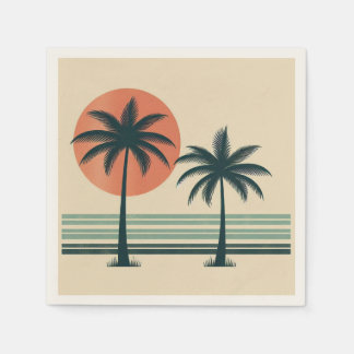 Retro/vintage tropical palms tree napkin