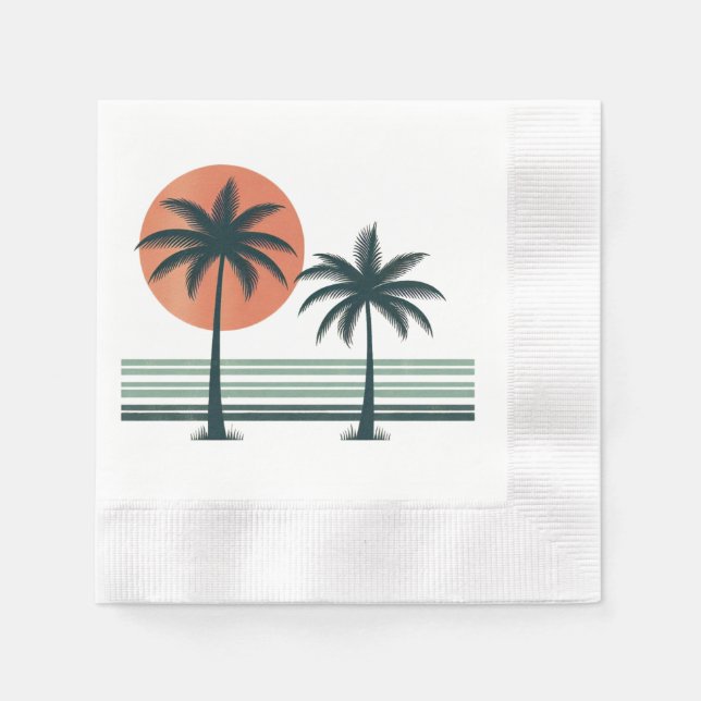 Retro/vintage tropical palms tree napkin (Front)