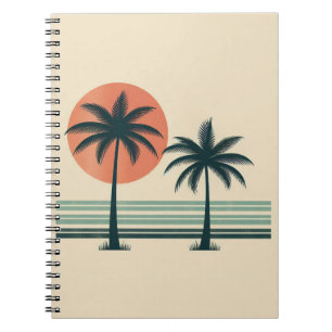 Retro/vintage tropical palms tree notebook