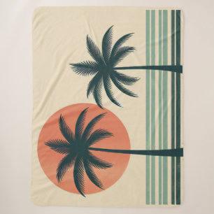 Retro/vintage tropical palms tree sherpa blanket