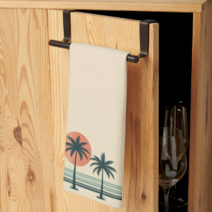 Retro/vintage tropical palms tree tea towel