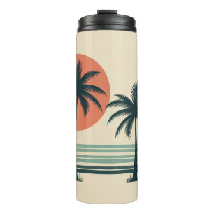 Retro/vintage tropical palms tree thermal tumbler