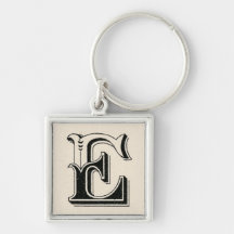 Retro Vintage Typeface E Monogram Keychain