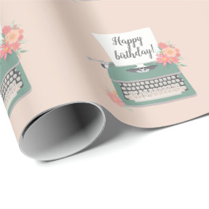 Retro vintage typewriter & flowers & custom paper