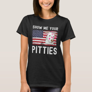 Retro Vintage Us Flag Show Me Your Pitties Pitbull T-Shirt