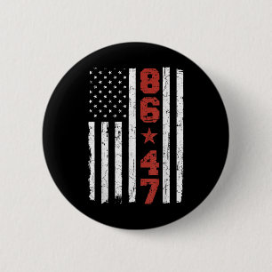 Retro Vintage Usa Flag 86 47 Anti Trump  6 Cm Round Badge