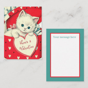 retro vintage Valentine cat add message Card
