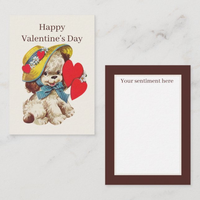retro vintage Valentine dog add sentiment Card (Front/Back)