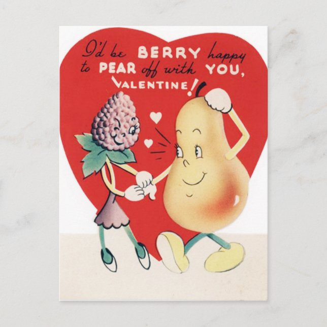 retro vintage Valentine fruit  Holiday Postcard (Front)