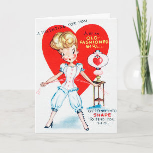Retro Vintage Valentine girl card