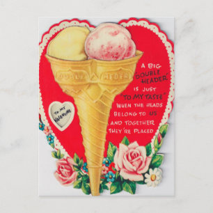 Retro Vintage Valentine Holiday ice cream postcard
