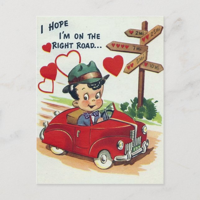 Retro Vintage Valentine Holiday man postcard (Front)