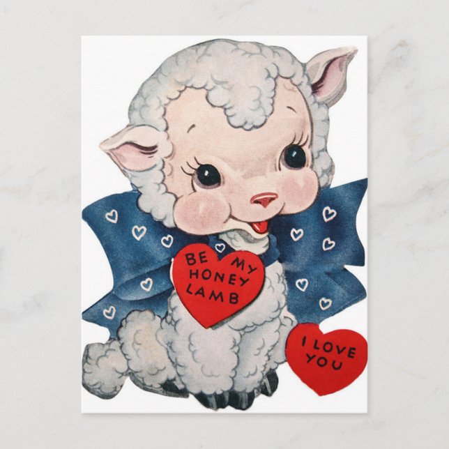 Retro Vintage Valentine lamp Holiday postcard (Front)