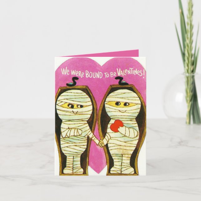 retro vintage Valentine mummy add sentiment Holiday Card (Front)