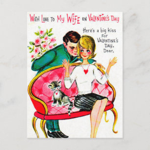 Retro Vintage Valentine Wife Holiday postcard