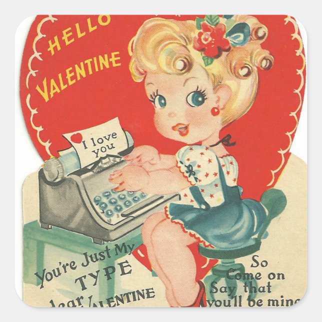 Retro Vintage Valentine woman Holiday sticker (Front)