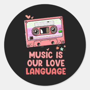 Retro Vintage Valentines Day Cette 80s Men Wo  Classic Round Sticker