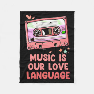 Retro Vintage Valentines Day Cette 80s Men Wo  Fleece Blanket