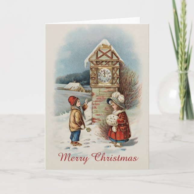 Retro Vintage Victorian Editable Christmas Holiday Card (Front)