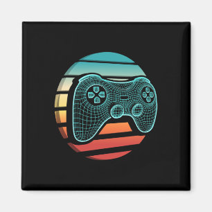 Retro Vintage Video Game Controller Gamer Sunset G Magnet