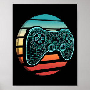 Retro Vintage Video Game Controller Gamer Sunset G Poster