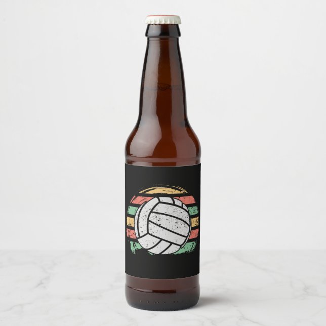 Retro Vintage Volleyball  Beer Bottle Label (Front)