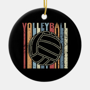 Retro Vintage Volleyball Ceramic Tree Decoration