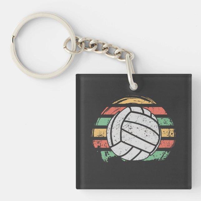 Retro Vintage Volleyball Key Ring (Front)