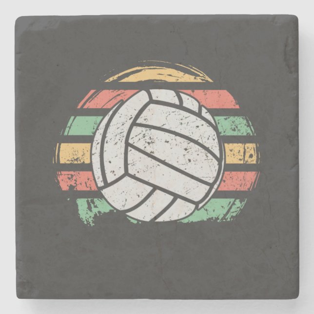 Retro Vintage Volleyball Stone Coaster (Front)