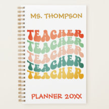 Retro Vintage Wave Typography Teacher Name Custom 