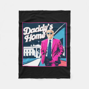 Retro Vintage White House Patriotic Welcome Home D Fleece Blanket