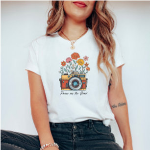 Retro Vintage Wildflowers and Camera T-Shirt