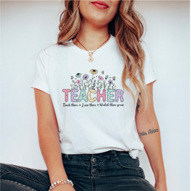Retro Vintage Wildflowers Floral Teachers T-Shirt (Creator Uploaded)