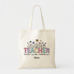 Retro Vintage Wildflowers Teacher Appreciation Tote Bag