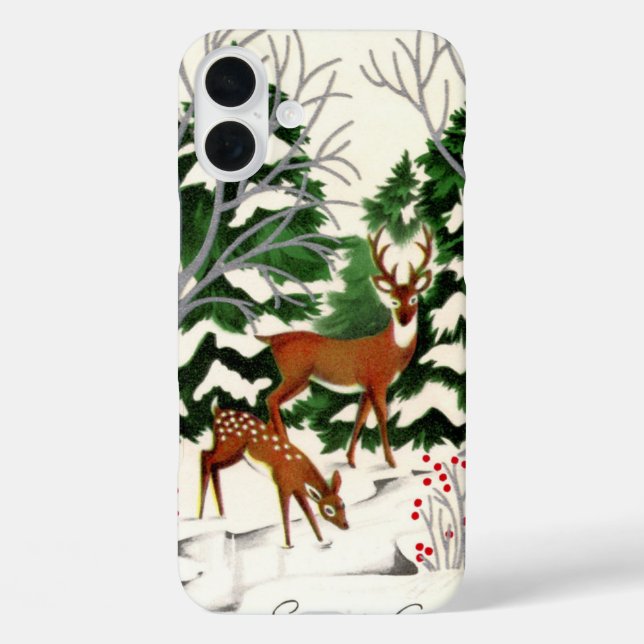 Retro vintage Winter reindeer  Case-Mate iPhone Case (Back)