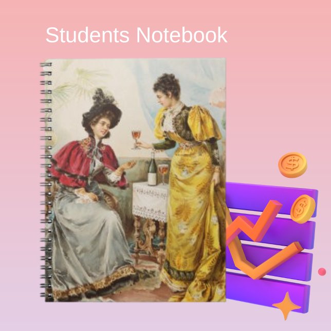 Retro Vintage Women Drinking Wine Notebook (Creator Uploaded)
