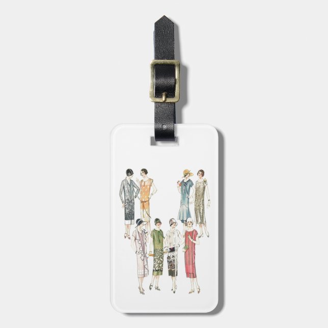 Retro Vintage Womens Fashion Dresses Luggage Tag (Front Vertical)