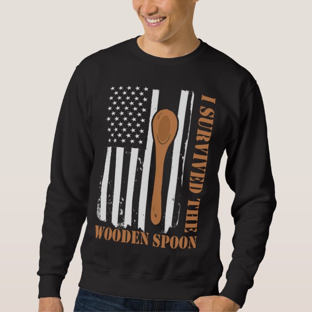Retro Vintage Wooden Spoon Survivor  6 Sweatshirt (Front)