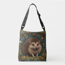 Retro vintage woodland hedgehog woodland botanical
