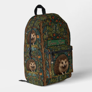 Retro vintage woodland hedgehog woodland botanical printed backpack