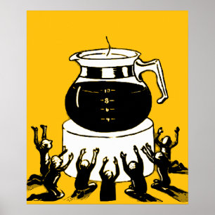 Retro Vintage Worship Coffee, Funny Worship Coffee Poster