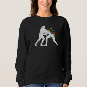 Retro Vintage Wrestling Heart Autism Awareness Spo Sweatshirt