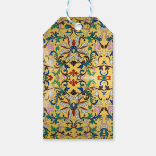 Retro Vintage Yellow Floral Minton Tile Botanical Gift Tags